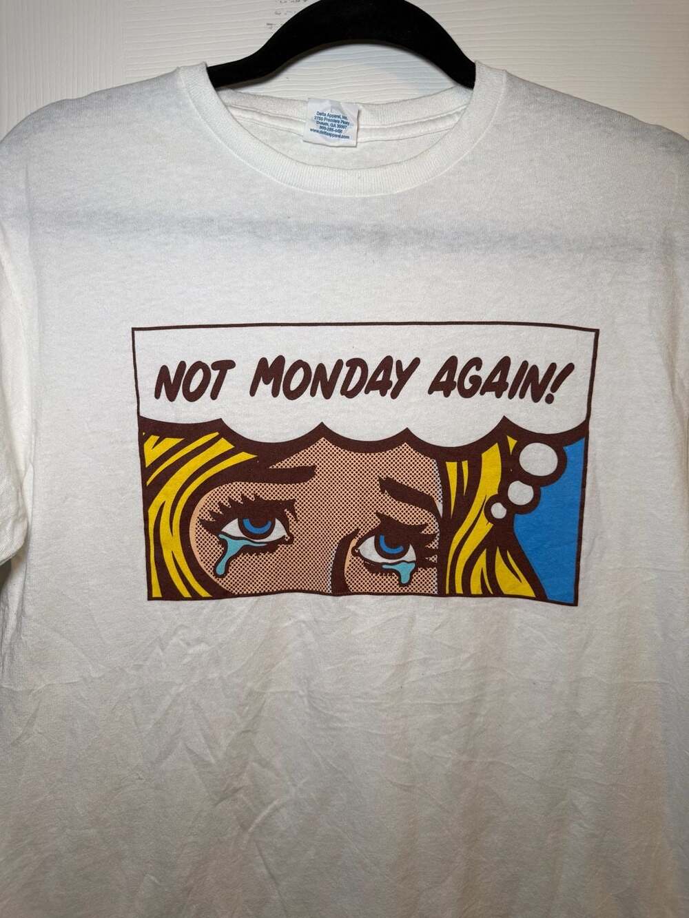 Delta Pro Weight Not Monday Again Comic T Shirt Size L White